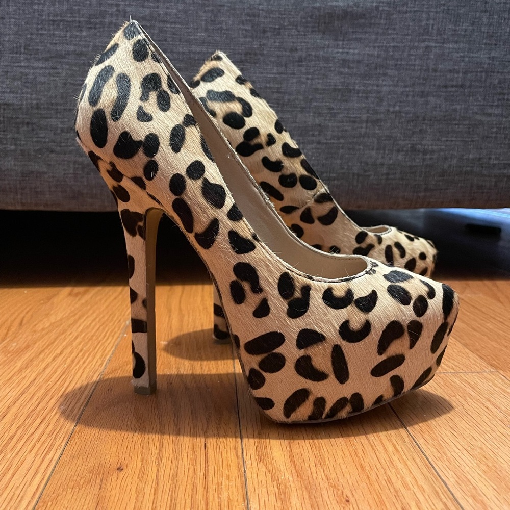 Steve Madden Cheetah platforms with real fur